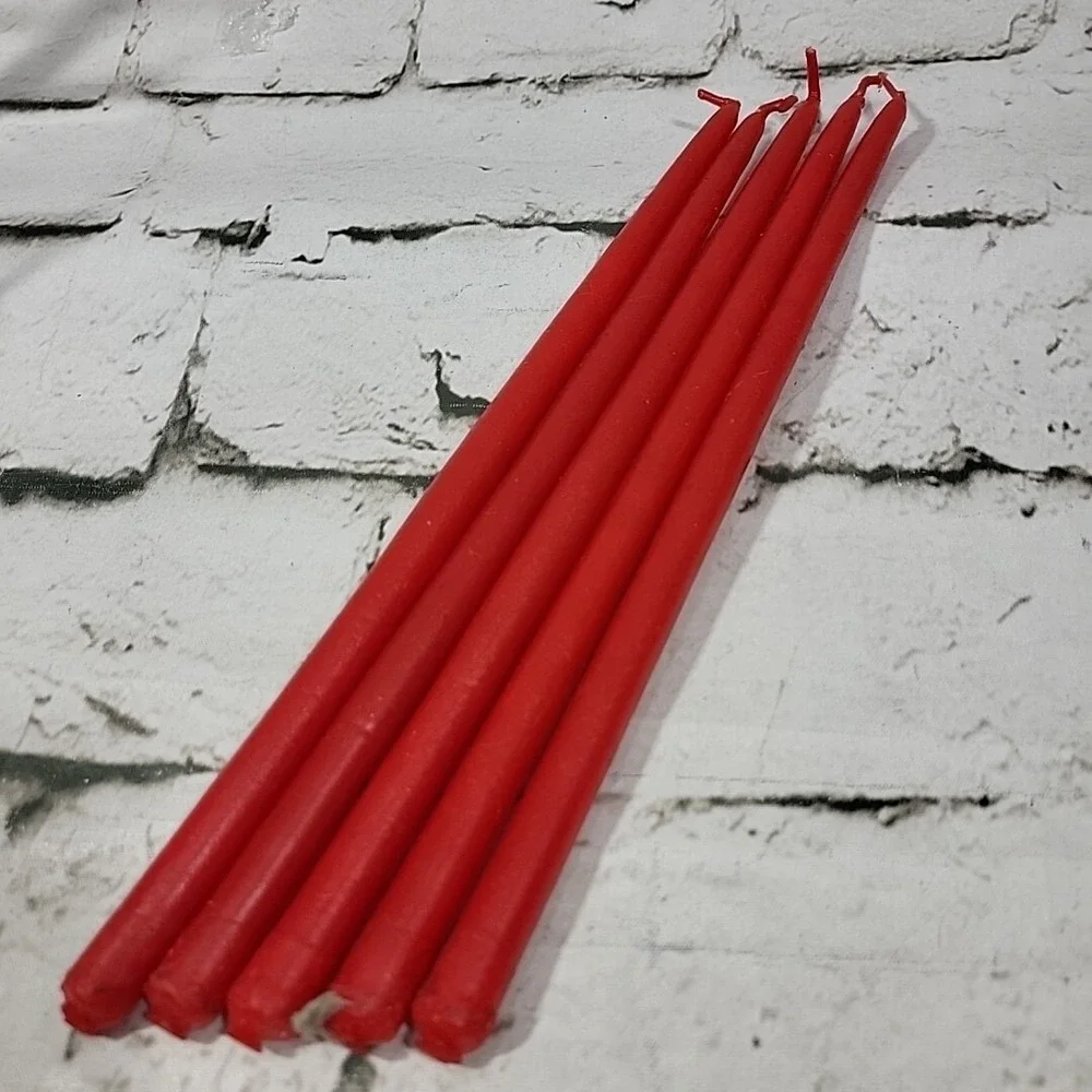 Vintage Hand‎ Dipped Candles Tiny Tapers Red 10